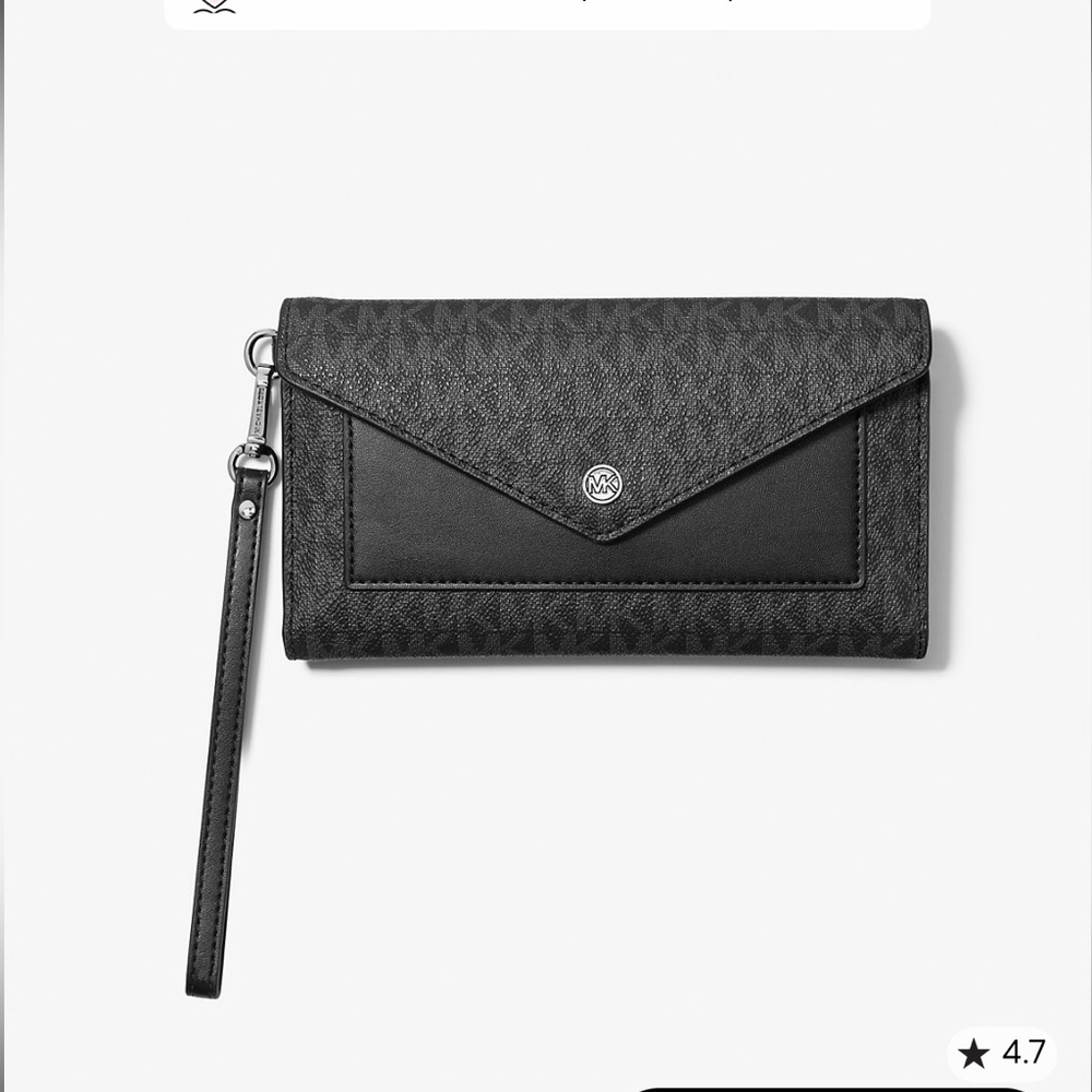 NWT Michael Kors Black Jetset Signature Logo Envelope Wristlet